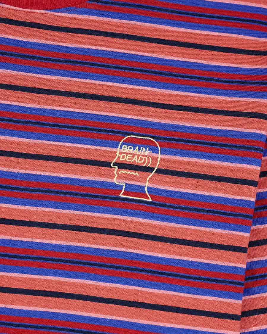 Brain Dead 92 Striped Long Sleeve T-Shirt - Cherry Multi Color Streetwear Design