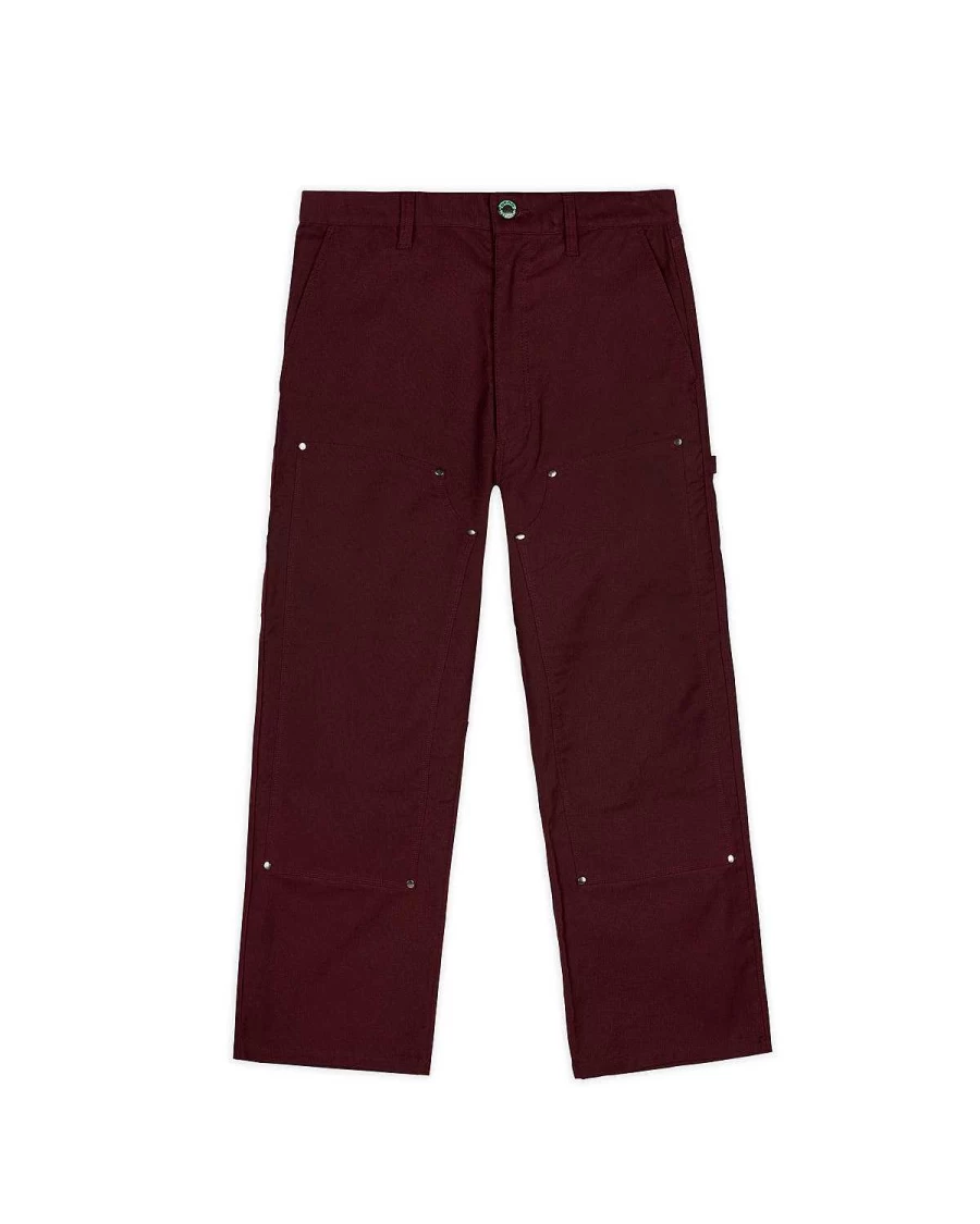 Brain Dead Burgundy Moleskin Double-Knee Utility Work Pants | Heavy-Duty Cargo Trousers
