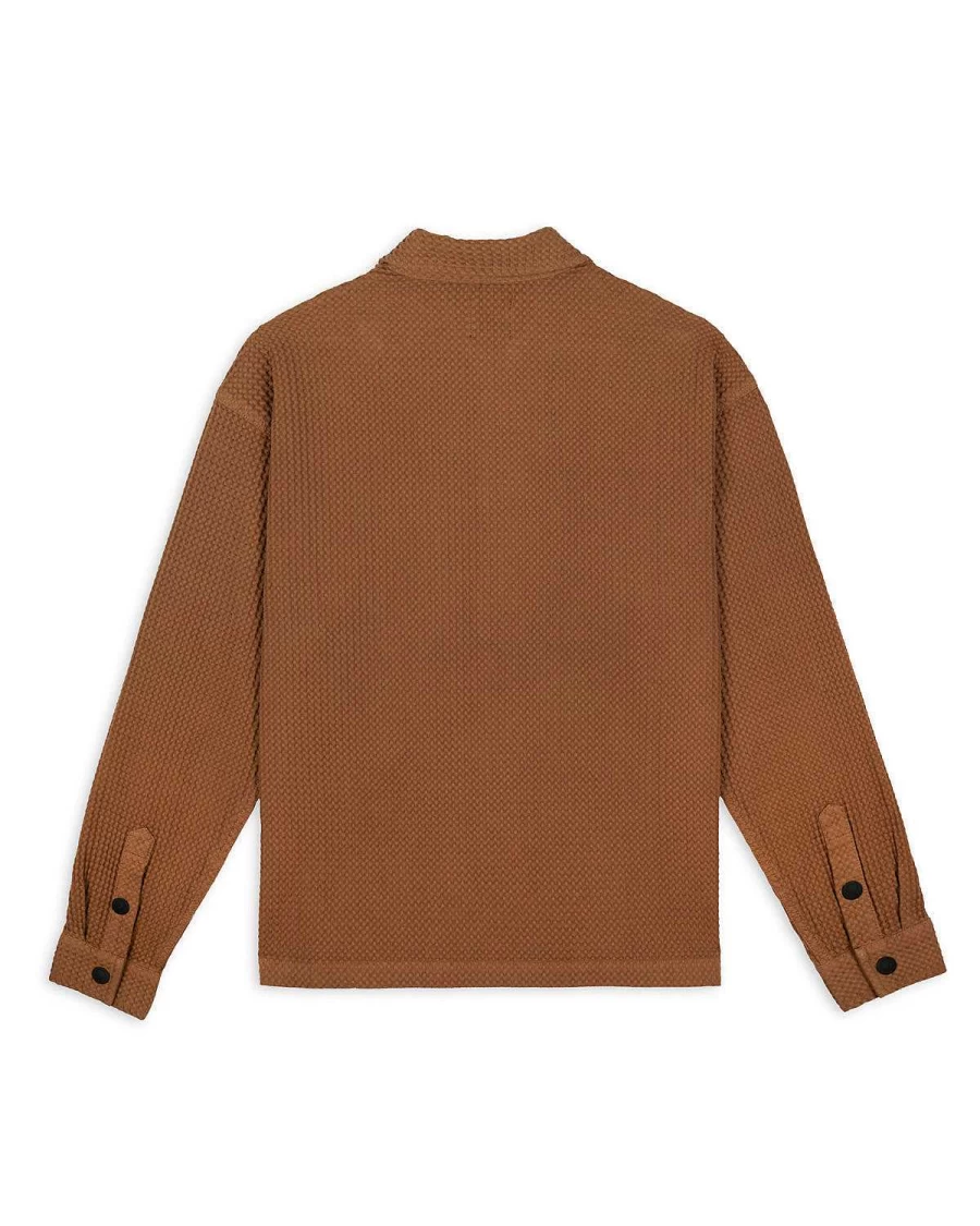 Brain Dead Light Brown Waffle Snap Front Button-Up Shirt for Men