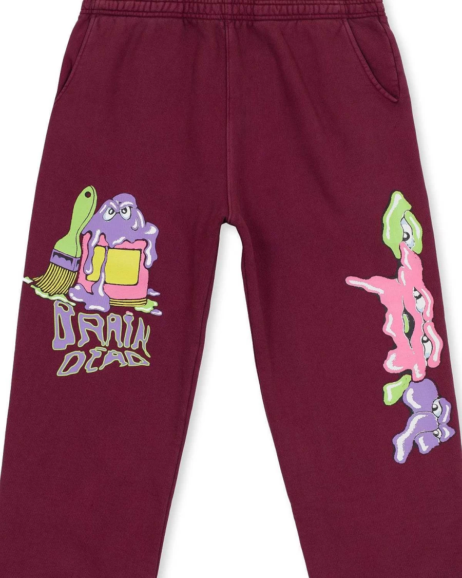 Brain Dead Paintman Sweatpants - Men's Casual Burgundy Joggers