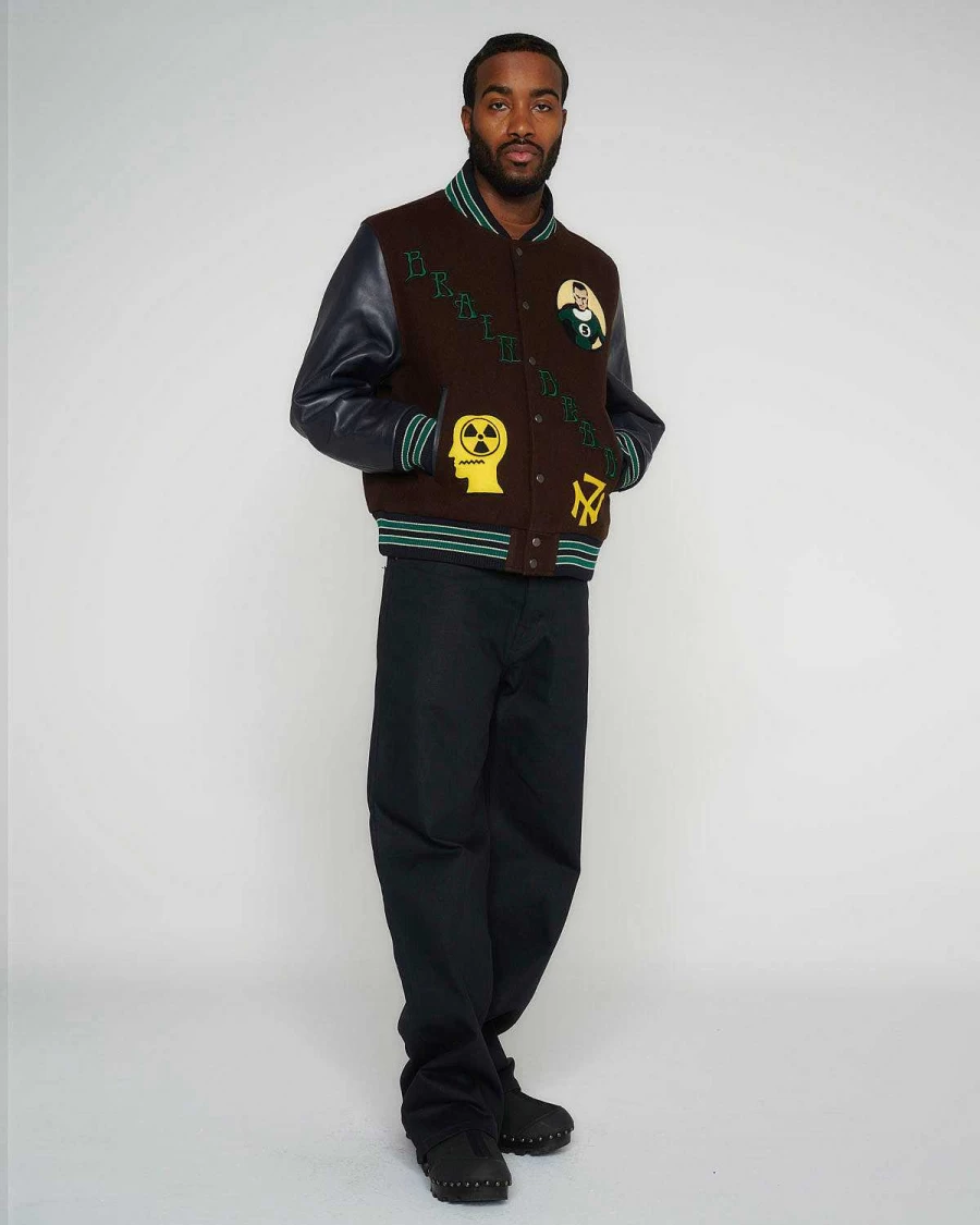 Brain Dead x Nexus Vii & Gimme 5 Collab Varsity Jacket - Brown/Black