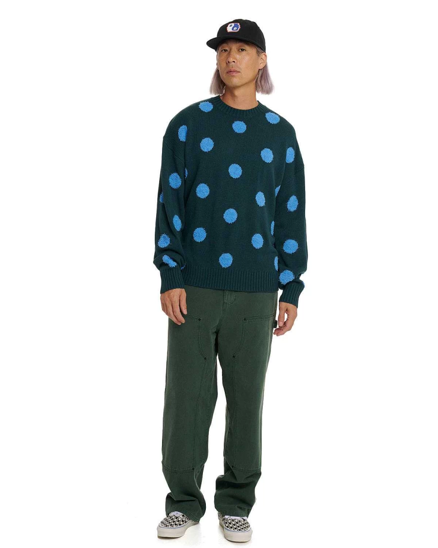 Brain Dead Mallard Green Polka Dot Crewneck Sweater | Men's Casual Pullover
