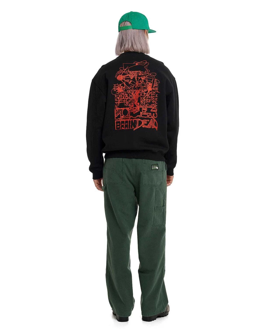 Brain Dead Double-Knee Utility Pants - Putty Green Workwear Trousers
