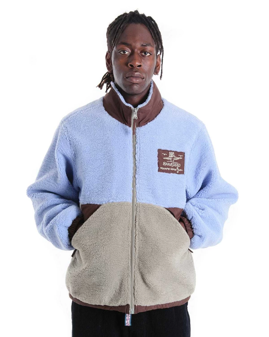 Brain Dead Blue/Seafoam Sherpa Paneled Full Zip Climbing Jacket