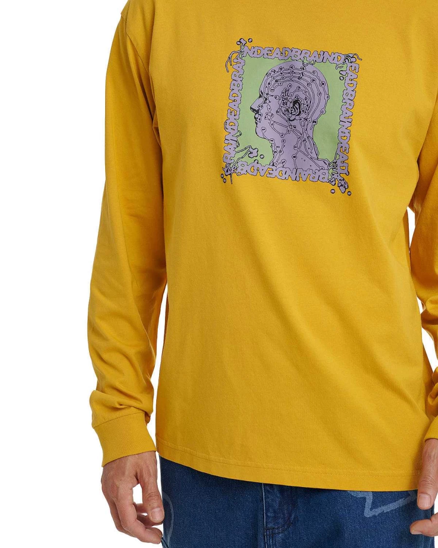 Brain Dead Mustard Long Sleeve Graphic Tee - Brain Scanner Design