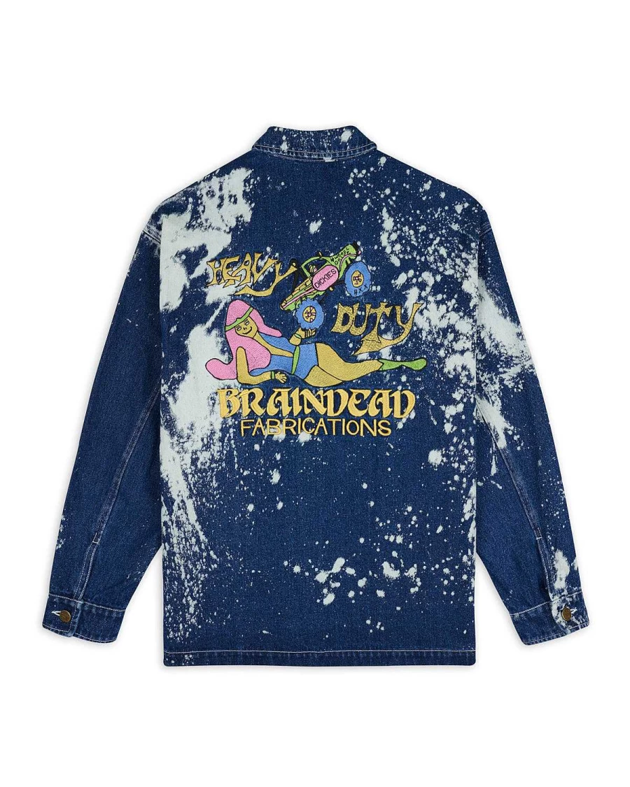 Brain Dead Bleach Dyed Denim Gardening Jacket - Vintage Workwear Style