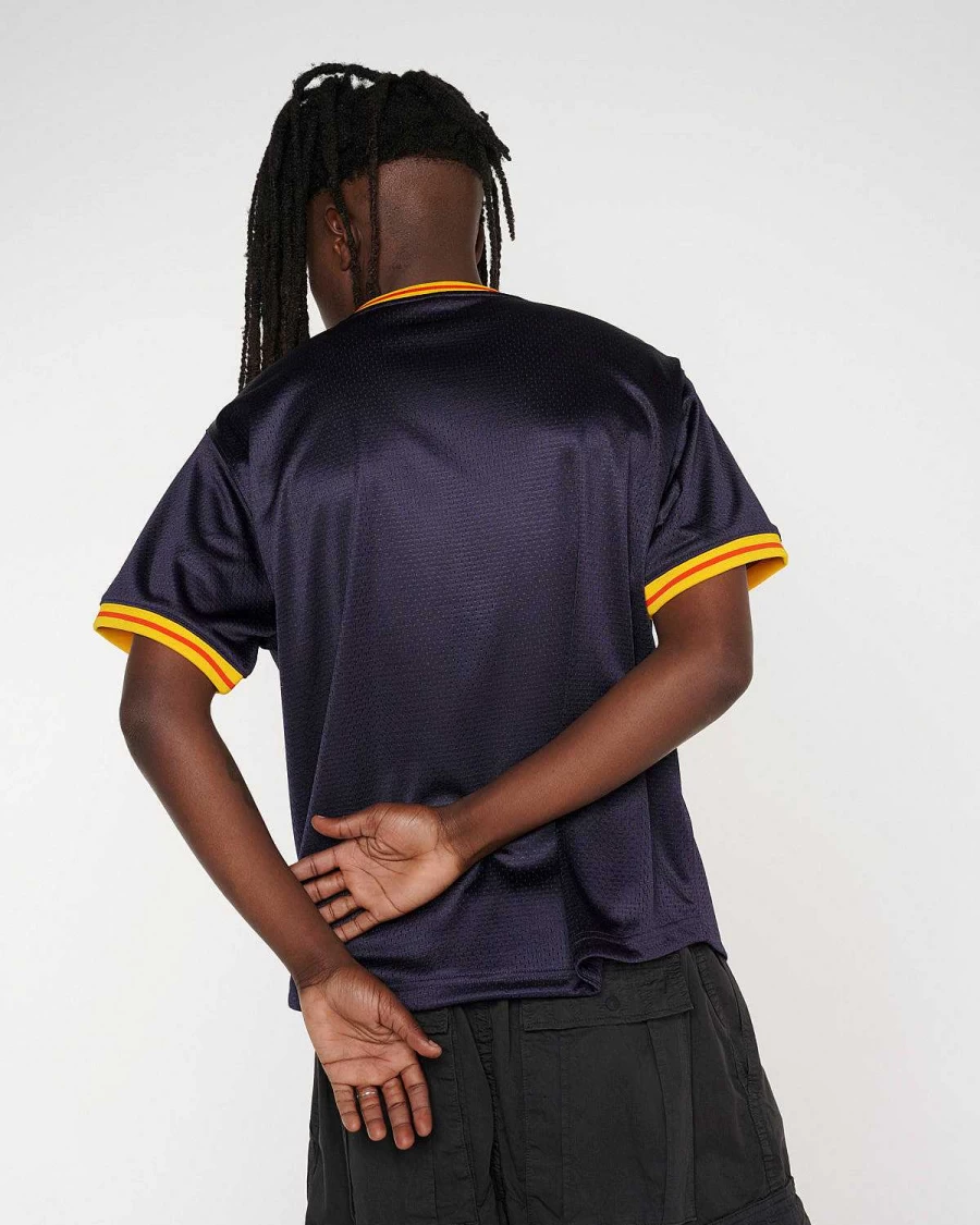 Brain Dead Homers Navy Mesh Baseball Jersey - Breathable Athletic Sportswear