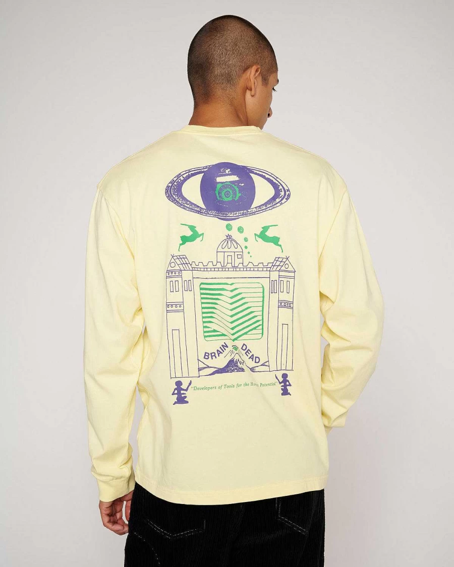 Brain Dead New Dimensions Long Sleeve Shirt - Cream | 街头风格宽松舒适衬衫