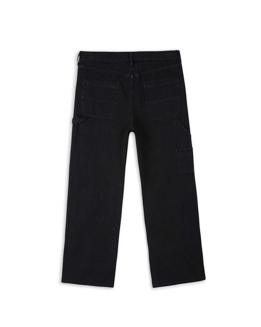 Brain Dead Men's Double Knee Heavy-Duty Utility Pants - Vintage Washed Black Streetwear