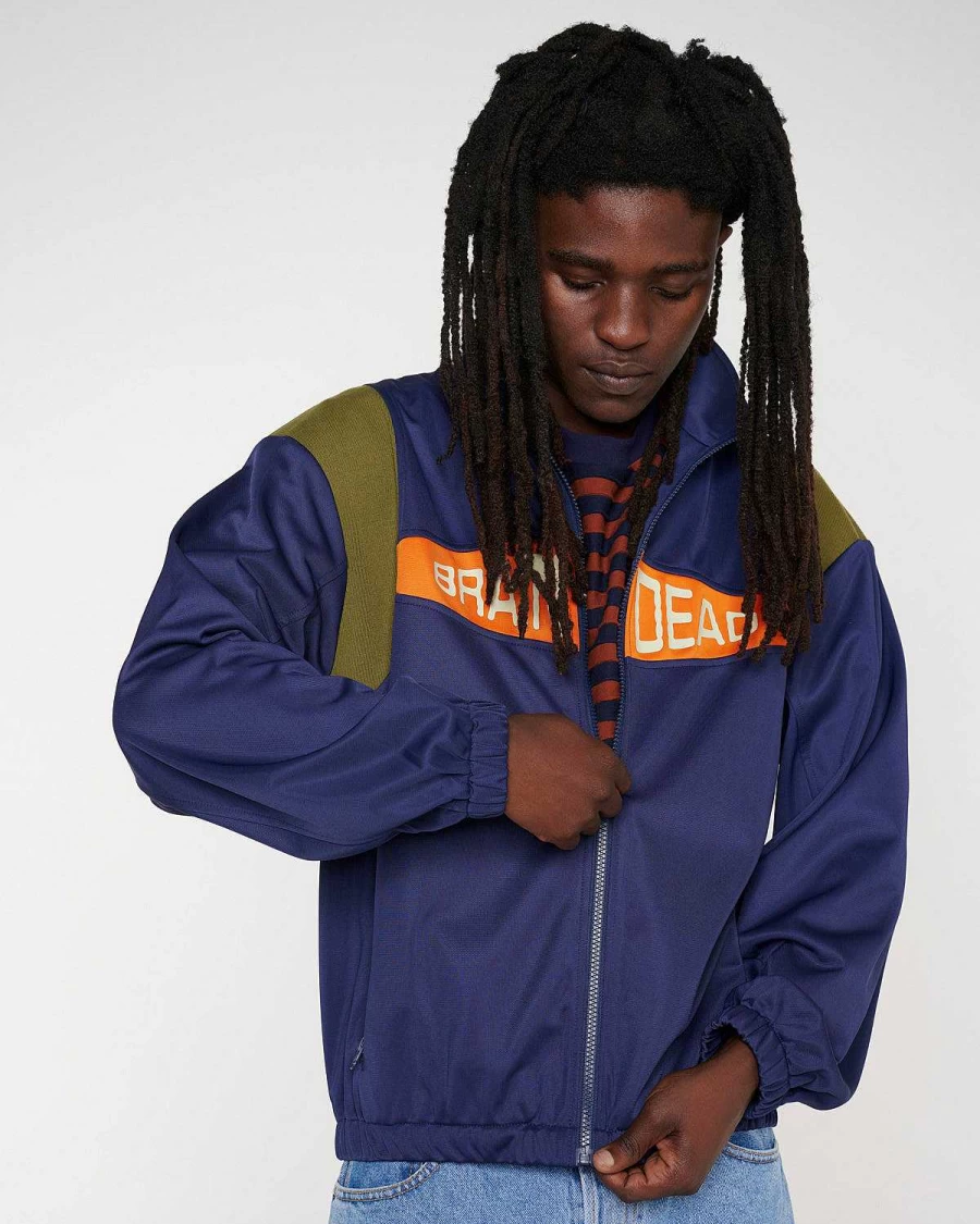 Brain Dead Alonzo Navy Track Jacket with Paneled Rib Design