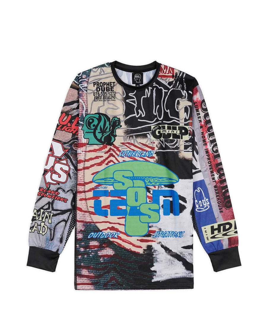Brain Dead & Peter Sutherland Collaborative Long Sleeve Tech T-Shirt - Grey Multi Color Design