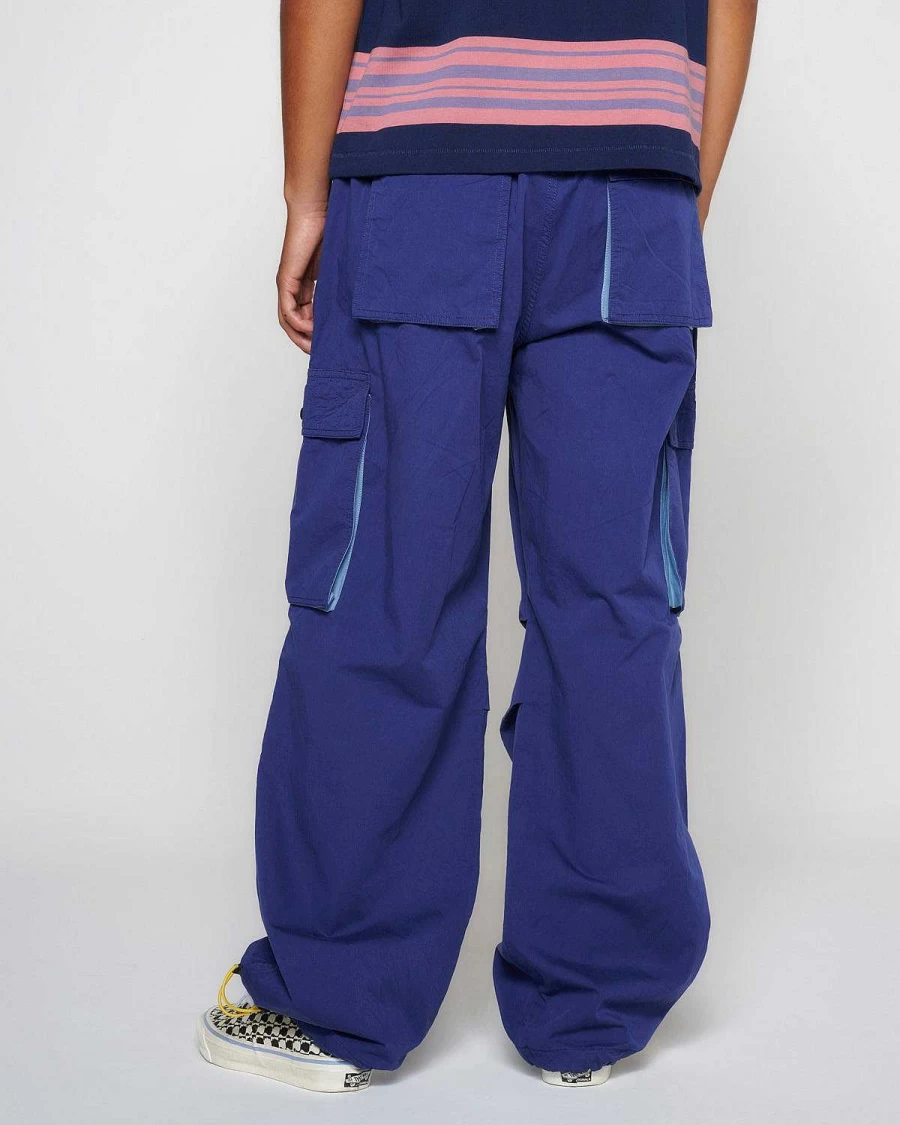 Brain Dead Blue Adjustable Skateboarding Pants - Men's Streetwear Slim Fit with Adjustable Waistband
