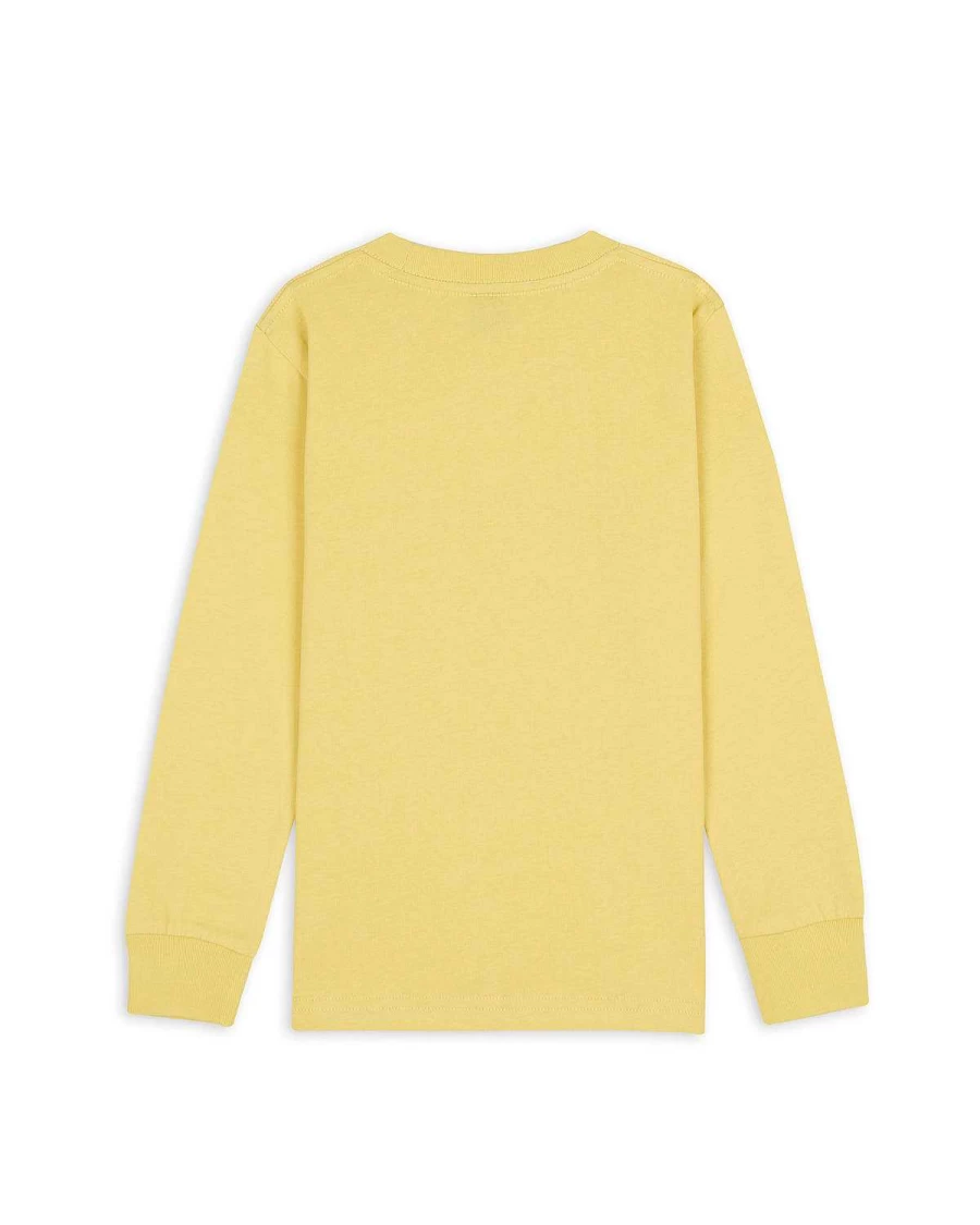 Brain Dead Kids Long Sleeve T-Shirt | Lemon Yellow Casual Crewneck Top