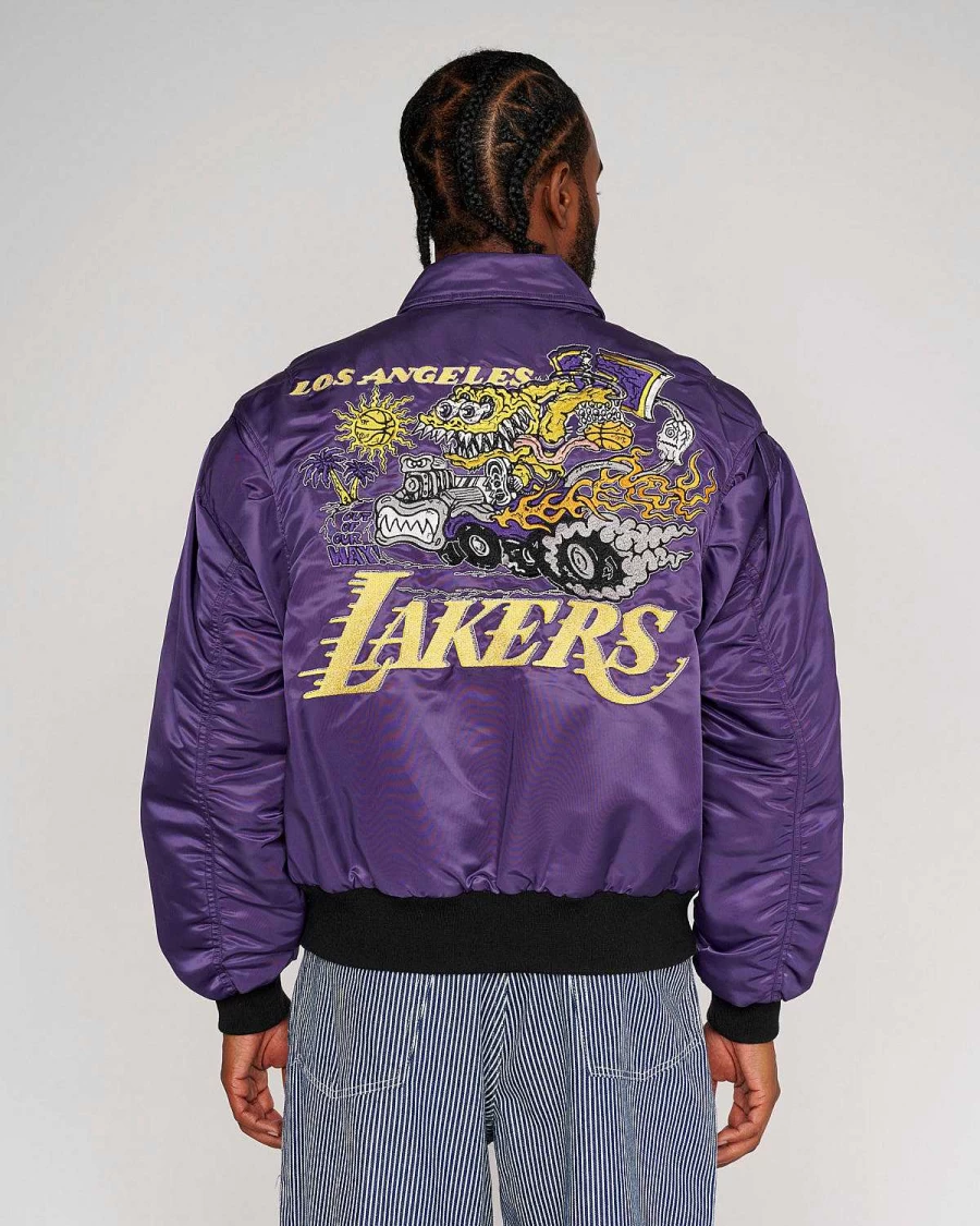 Brain Dead x NBA Los Angeles Lakers Purple Flight Jacket - Official Collaboration Apparel