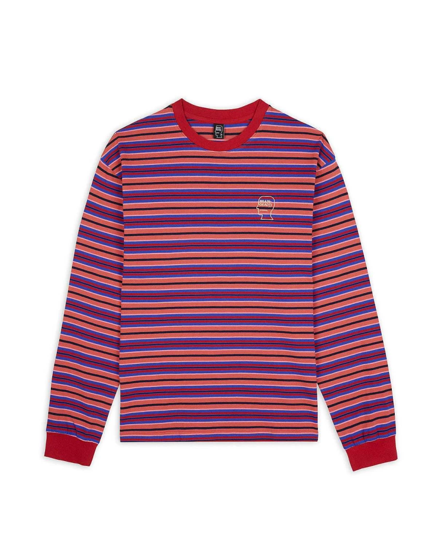 Brain Dead 92 Striped Long Sleeve T-Shirt - Cherry Multi Color Streetwear Design