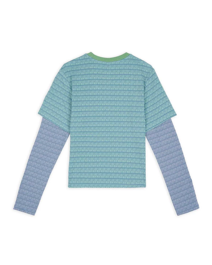 Brain Dead Baby Long Sleeve Graphic Cotton T-Shirt | Blue Multi Color Casual Apparel