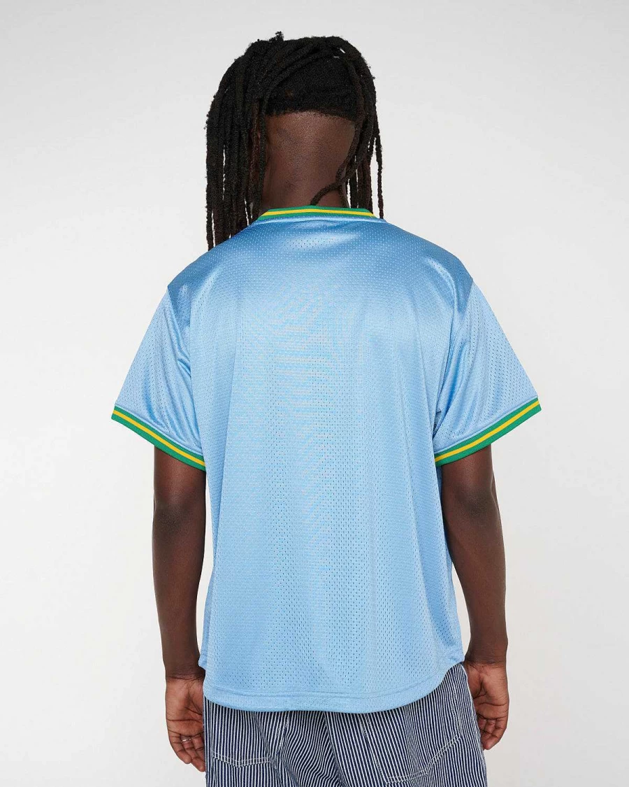 Brain Dead Blue Mesh Baseball Jersey - Breathable Sports Apparel