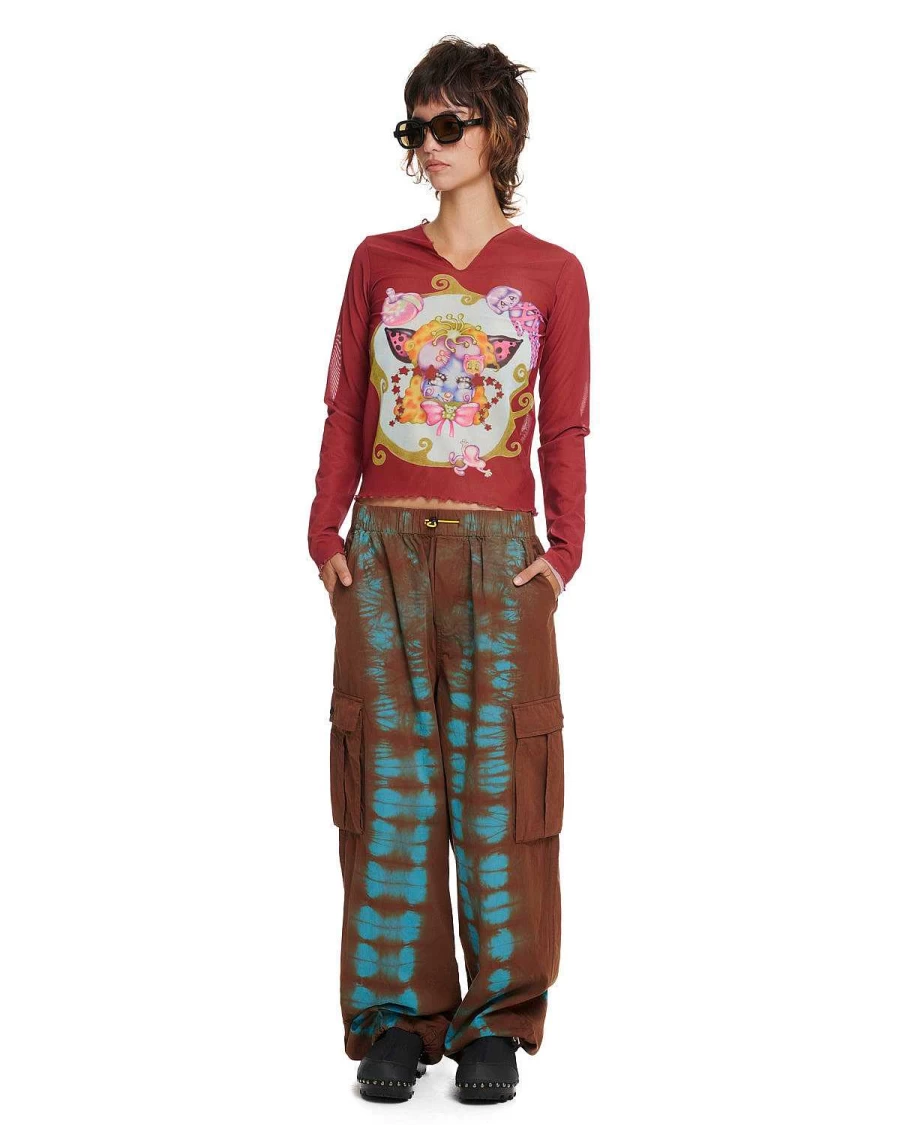 Brain Dead Burgundy Gaspar Butterflies Mesh Top for Women & Men